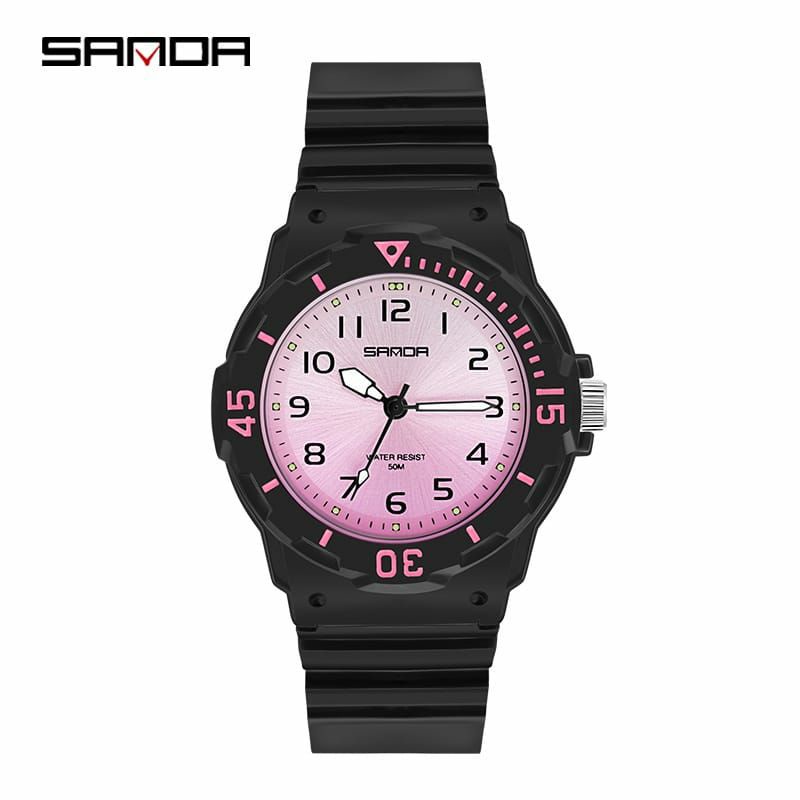 Sepasang SANDA 6011 Jam Tangan Wanita Analog Tali Rubber Luminous Anti Air