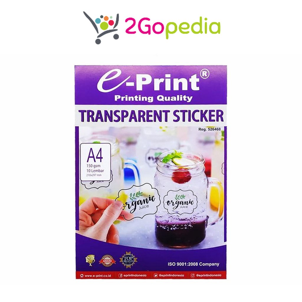 

Kertas Sticker Transparant A4 150 gsm e - Print Grosir Murah Atk