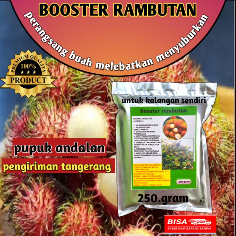 Pupuk booster rambutan organik penyubur tanah pelebat buah dan merangsang bunga isi 250 gram promo Termurah bisa Cod