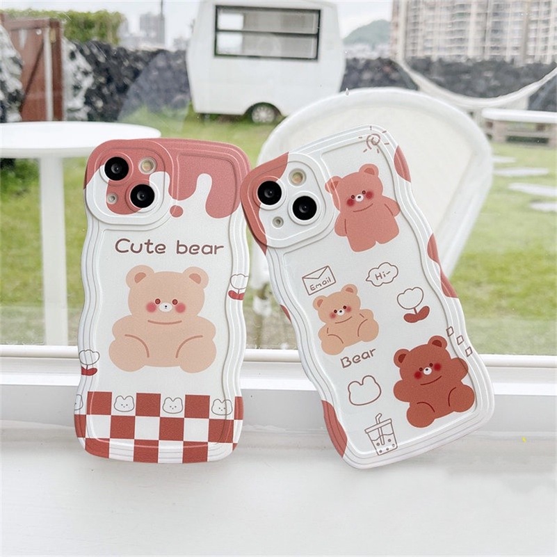 Soft Case Silikon Motif Kartun Beruang Untuk iPhone 14 13 12 11 Pro Max X Xr Xs Max 8 7 6 6s Plus