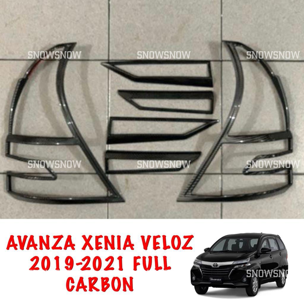 Paket Garnish Lampu Depan Belakang Avanza Xenia Veloz 2019 2021 Full Carbon