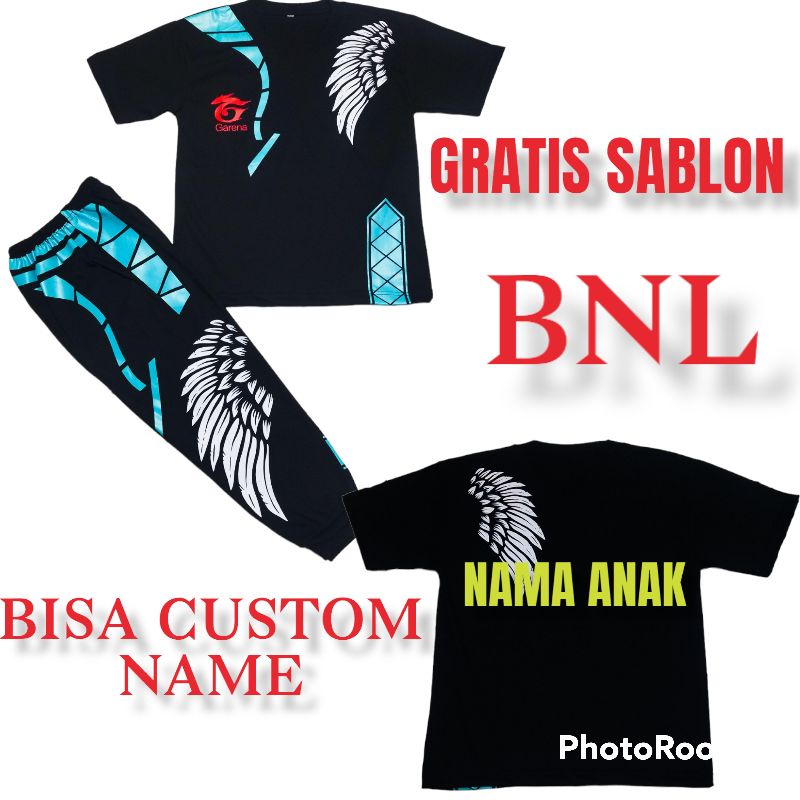 SETELAN BAJU GAMING FREE FIRE/SETELAN CELANA BNL ANGEL/BISA CUSTOM NAMA