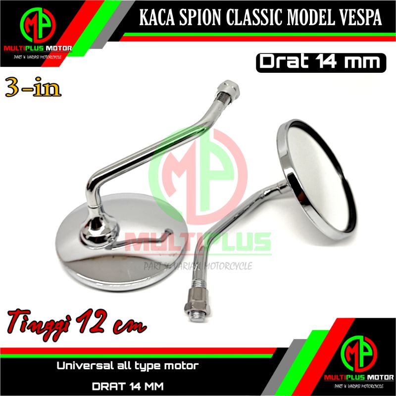 Kaca sepion spion cermin mirror CEMBUNG bulat model VESPA,CLASSIC,CLASIK,KLASIK,JADUL,CUSTOM,MODIF,V