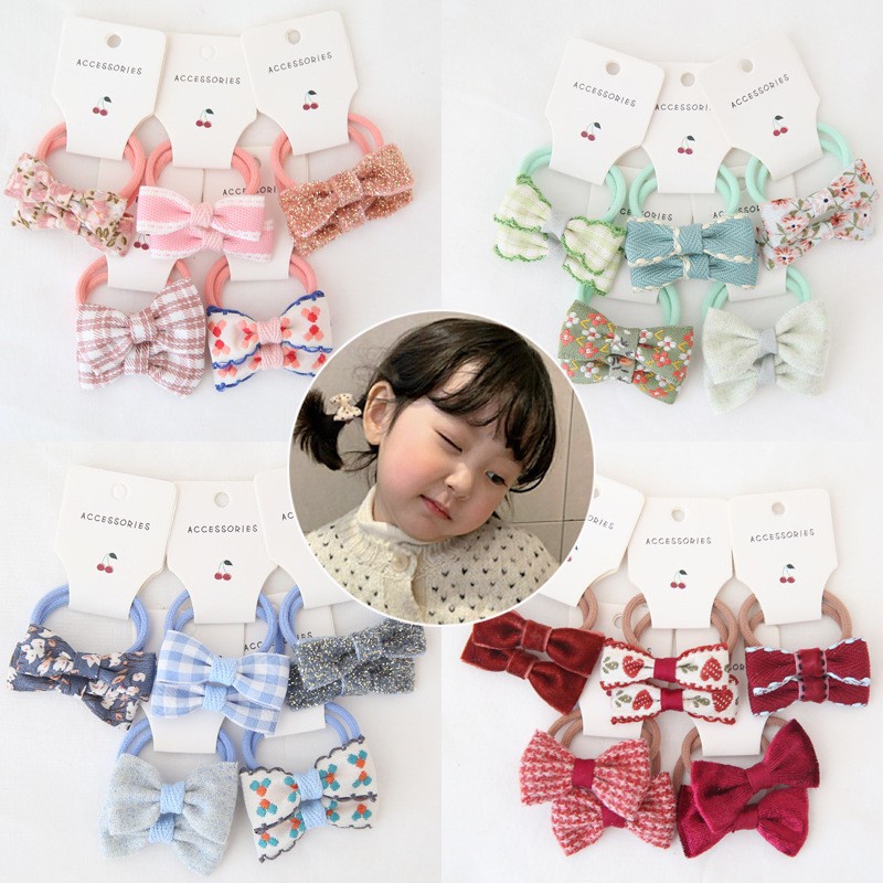 (5psg) Set Ikat rambut | Pita Karet Rambut | bayi anak import perempuan aksesoris catalog ATSP AB