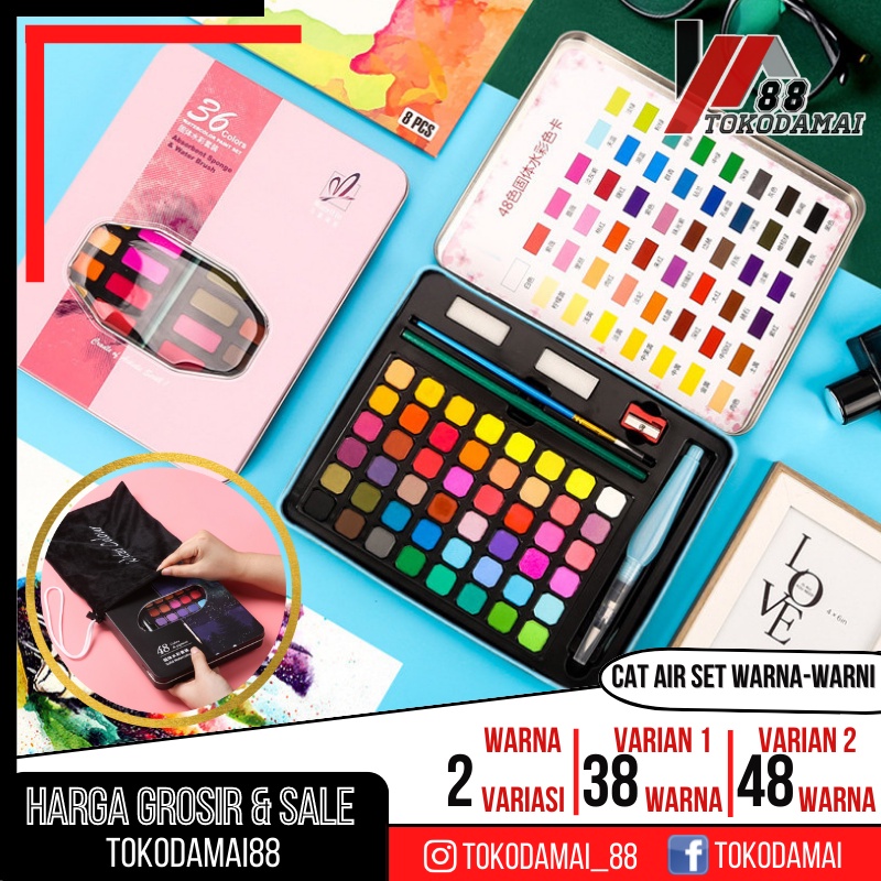 

Water Color Set Isi 36 warna - Alat Cat Air Set (Termasuk Kuas dan Kertas Gambar)