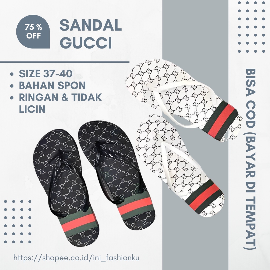 ( BISA COD ) SANDAL JEPIT SENDAL SPON MOTIF GC GUCCI TERBARU KEREN BISA GROSIR