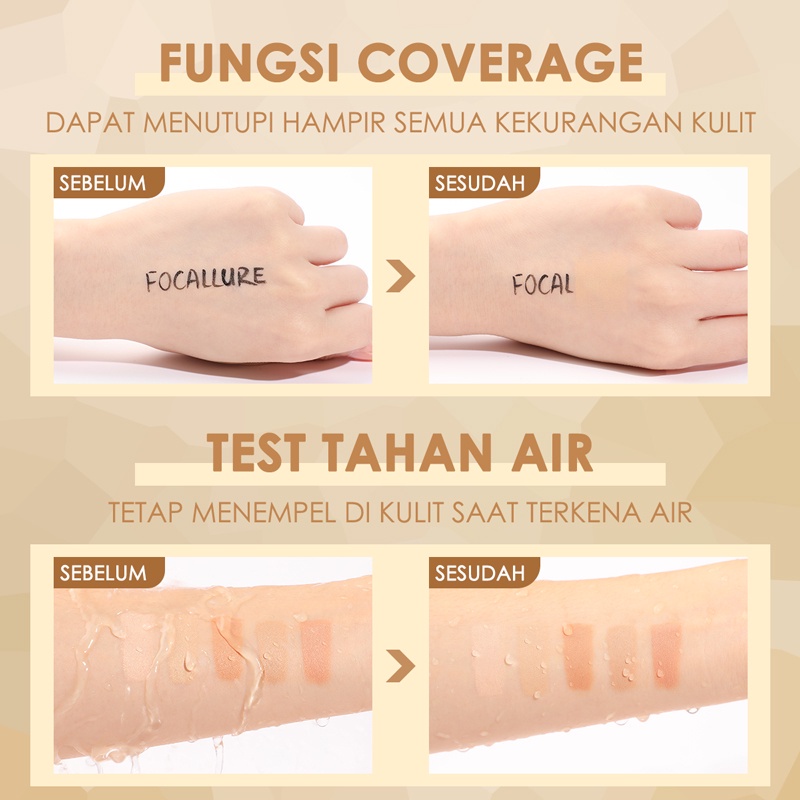 Focallure Memperbaiki  Light Concealer Liquid Foundation  5 in 1 Concealer Palette High Coverage Matte Powder-Conc FA299