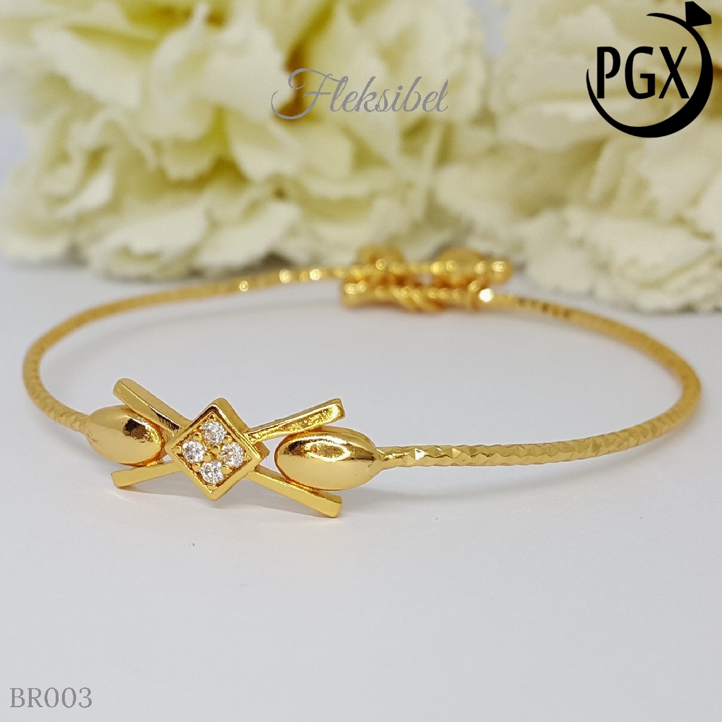 PGX Gelang Bangle Fleksibel Perhiasan Xuping Lapis Emas - BR003