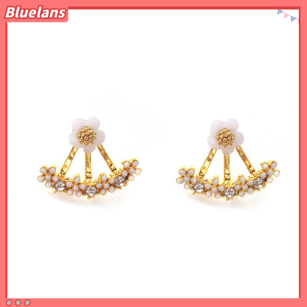 Anting Stud Desain Daisy Aksen Berlian Imitasi Untuk Wanita