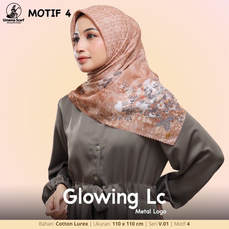 [PART 1] HIJAB SEGIEMPAT MOTIF GLOWING LC METAL LOGO UMAMA