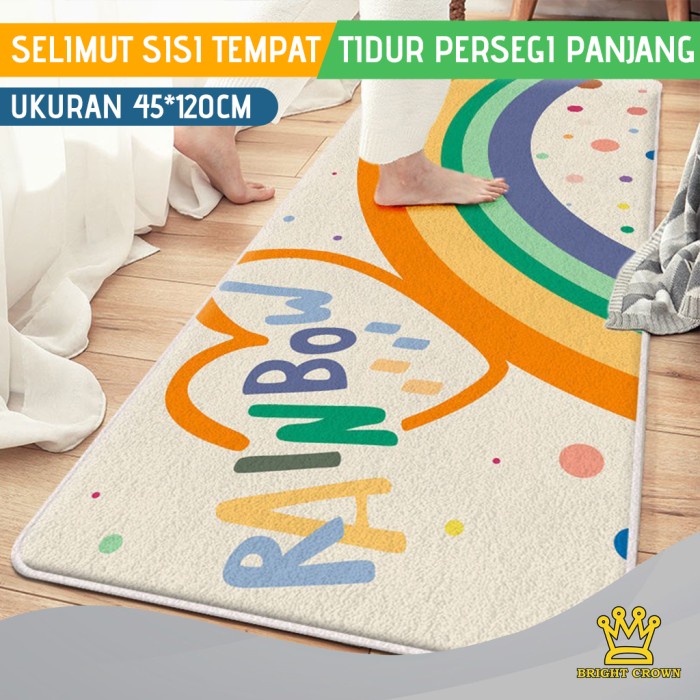 KARPET BULU Bright Crown Bedroom Mat Karpet Keset Panjang Lembut Bulu Tebal Halus - Rainbow rasfur a
