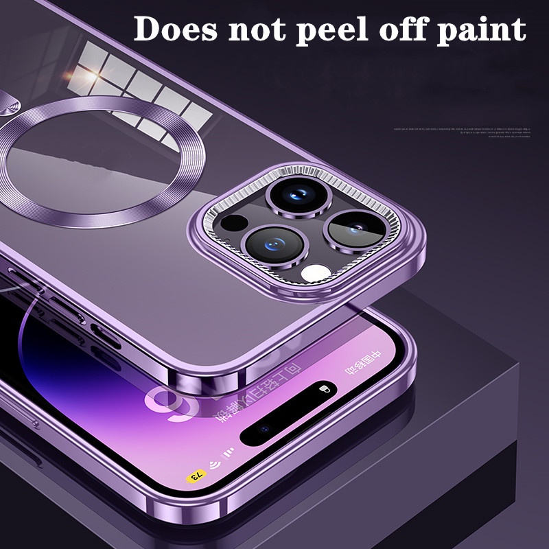 Luxury Plating Magnetic Untuk Cas Charger Wireless Untuk Iphone14 13 12 Pro Max14 plus Clear Cover Casing iPhone