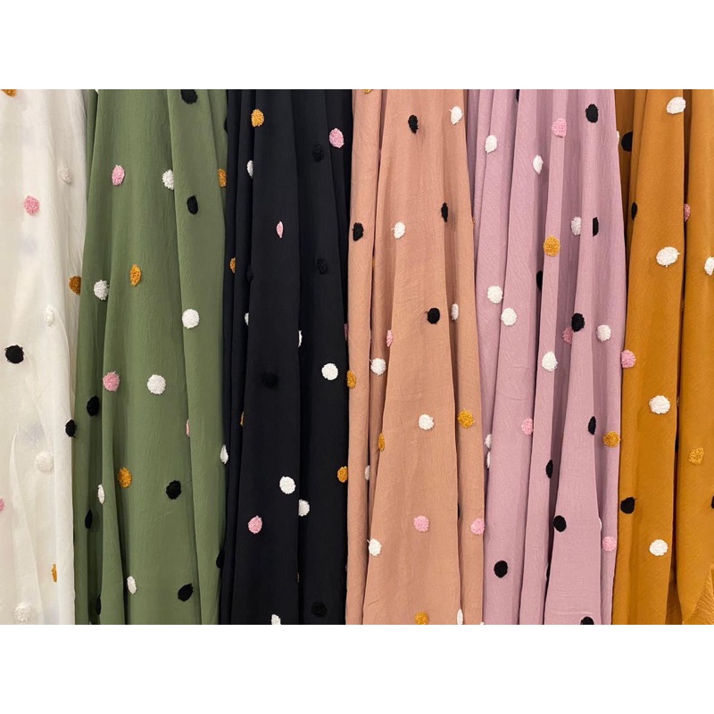 Cey Airflow Crinkle Motif Love dan Polkadot (Two Tone)/ Kain Katun Crinkle Motif Dot Besar Meteran /