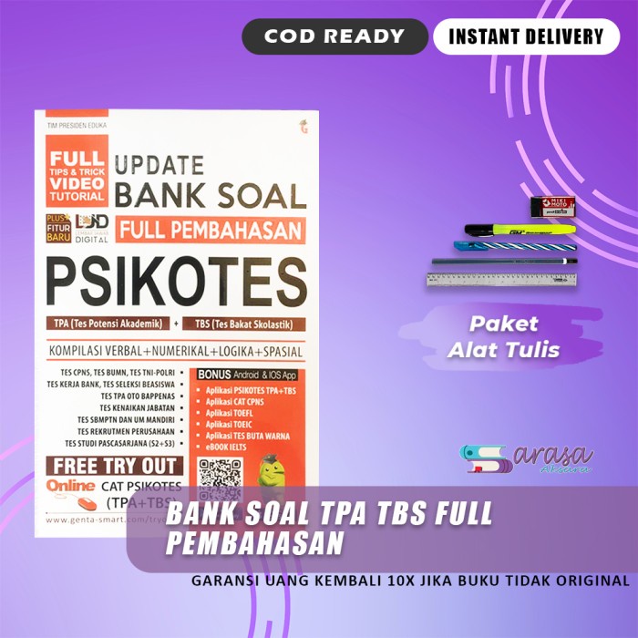 

✨COD✨ BUKU TES PSIKOTES : UPDATE BANK BANK SOAL PSIKOTES TPA+TBS