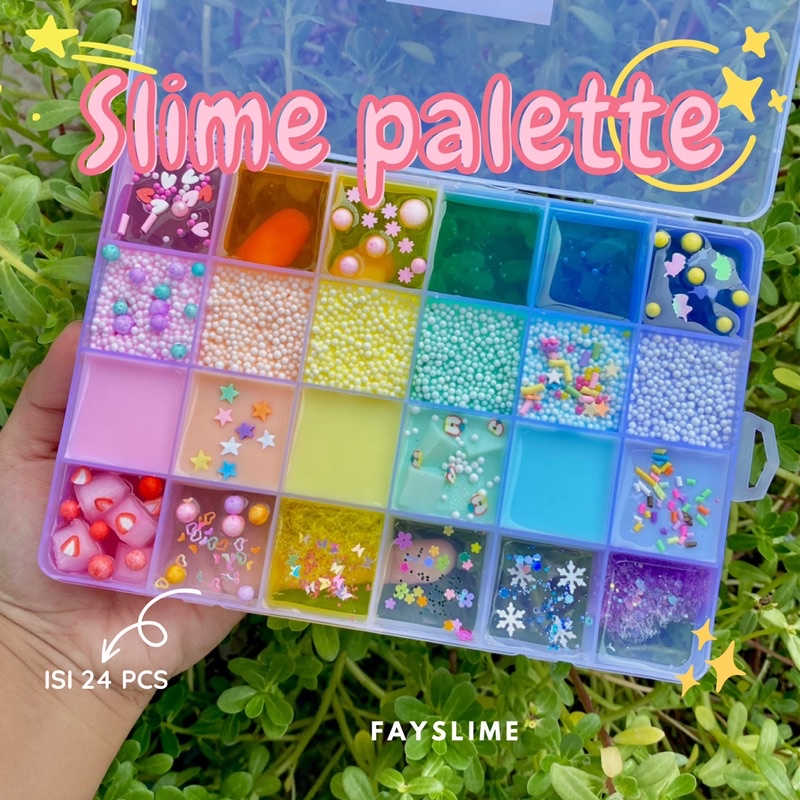 Slime palette isi 24 pcs | slime warna warni isi banyak