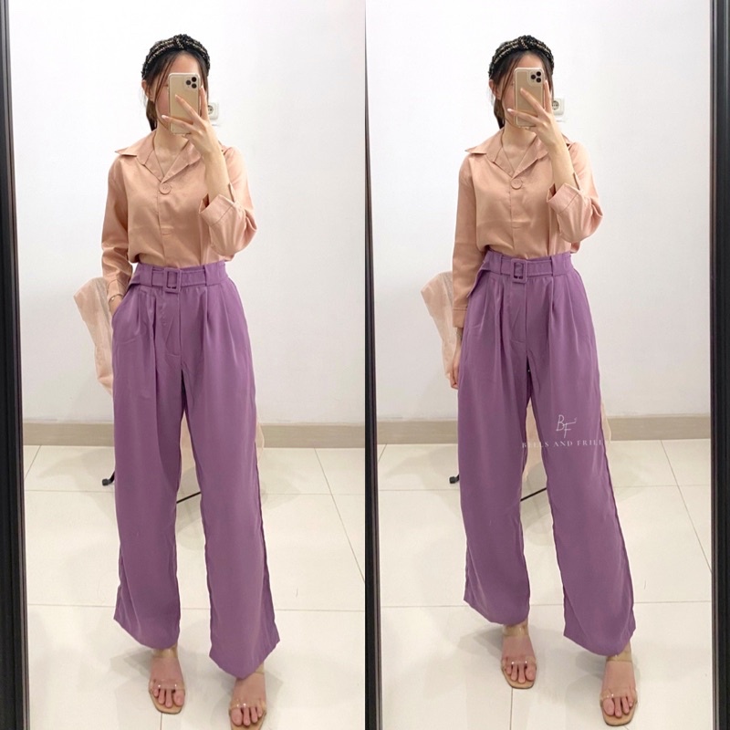 ESINA Pants Belt / Celana Ikat Pinggang / Kulot Kantor Wanita / Celana Kulot Formal / Celana Wanita Casual P16