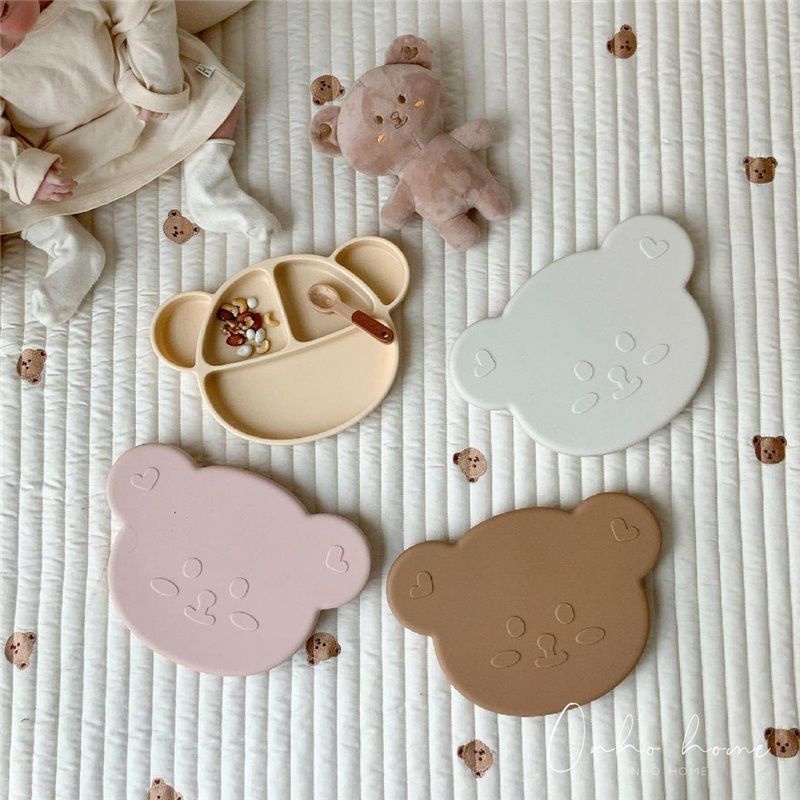 BIANCA - BEAR SERIES Piring Silikon Anak Premium / Silicone Plate SIZE JUMBO MOTIF BEAR