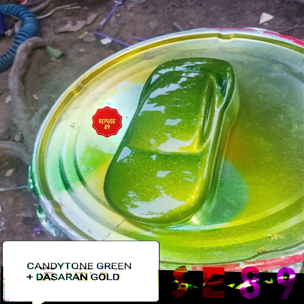 CAT CANDY TONE GREEN 200 ML dan GOLD 200 ML Motor/Mobil/Helm Full Face/Helm Bogo/Helm Kyt/Velg/Seped