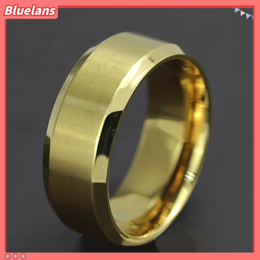 Bluelans Cincin Bahan Titanium Steel Model Lebar Gaya Punk Untuk Cocktail
