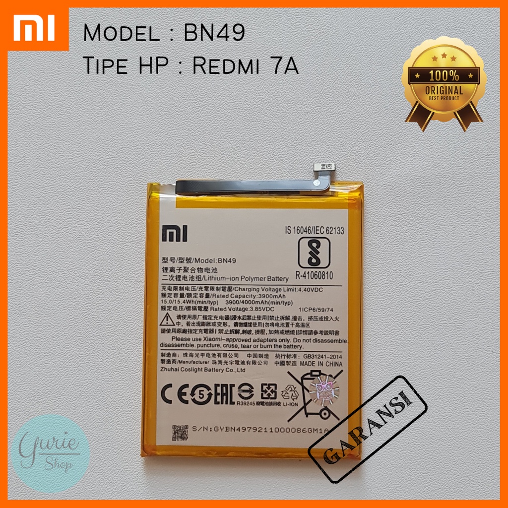 BATERAI BATTERY BATRE XIAOMI REDMI 7A BN49 ORIGINAL