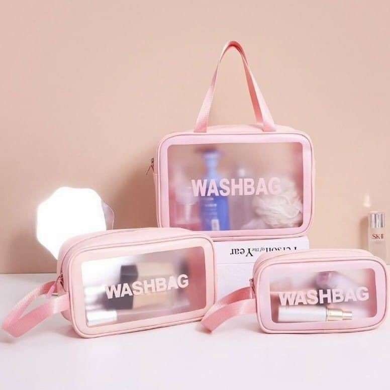 Tas Kosmetik Transparant WASHBAG Pouch Travel Make Up Bag Organizer Dompet Kosmetik Toiletry Waterproof Pouch Kosmetik