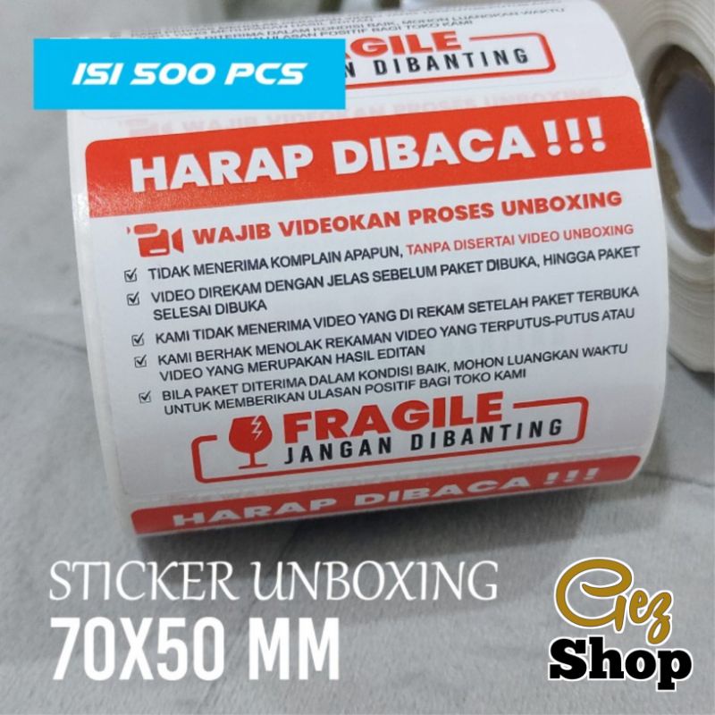 

STICKER UNBOXING LABEL STICKER VIDEO UNBOXING LABEL PENGIRIMAN 500 PCS