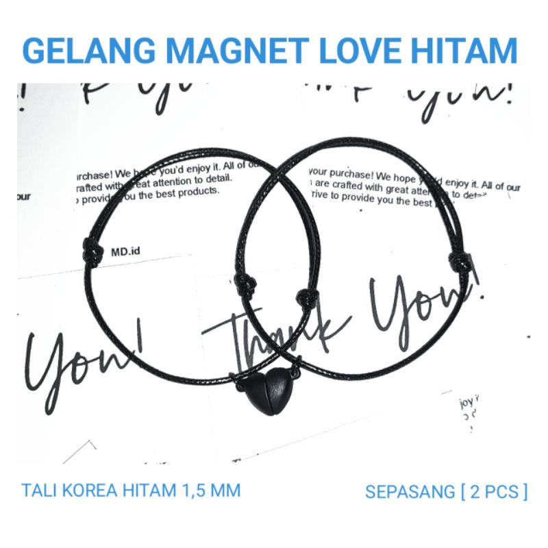 MD.id GELANG COUPLE MAGNET LOVE HITAM [ 2 Pcs ]