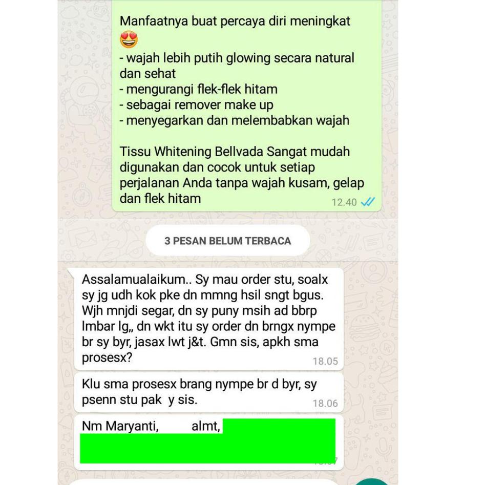 Murah nampol--Bellvada Tissue Whitening Original Promo Belvada Tissu Tisu Muka Kecantikan Memutihkan