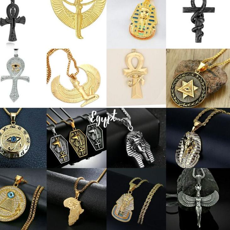 Update Terbaru Kalung pria tengkorak punk style men ring egypt mesir firaun illuminati pharaoh ra an