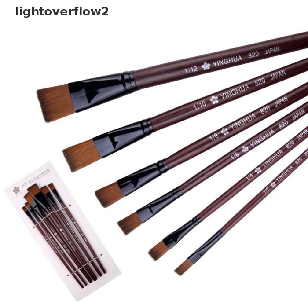 (lightoverflow2) 6pcs / Set Kuas Cat Akrilik / Nilon Model Flat