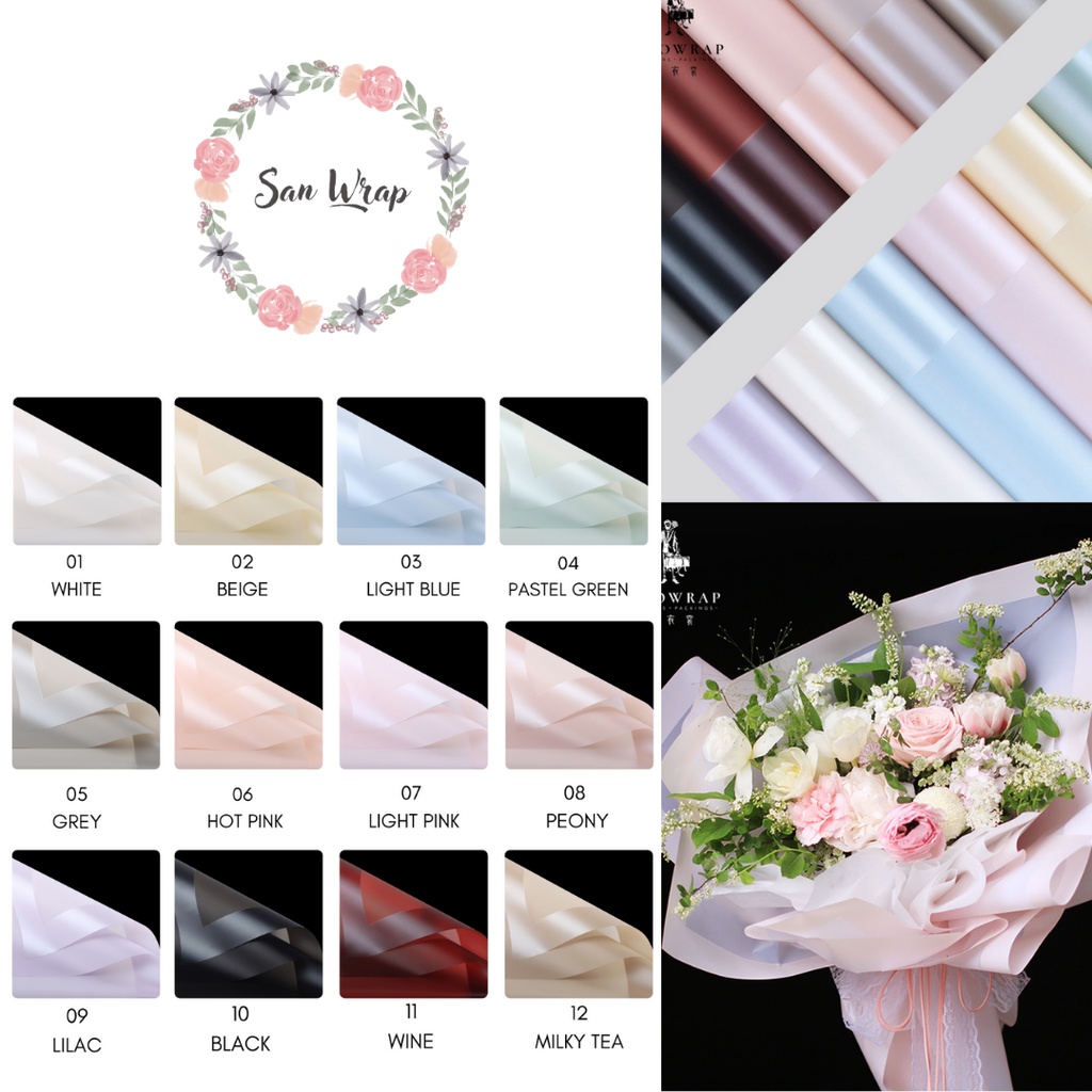 

(5 Lembar) Flower Wrapping Paper Varian List Frame Kertas Buket Bunga Cellophane Florist Supply