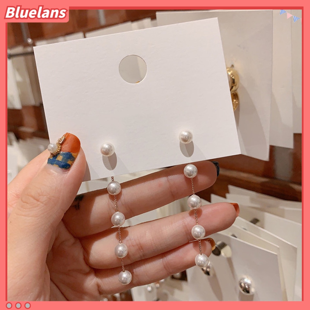 Bluelans Ear Studs Faux Pearl Temperament Women Korean Style Tassel Earrings