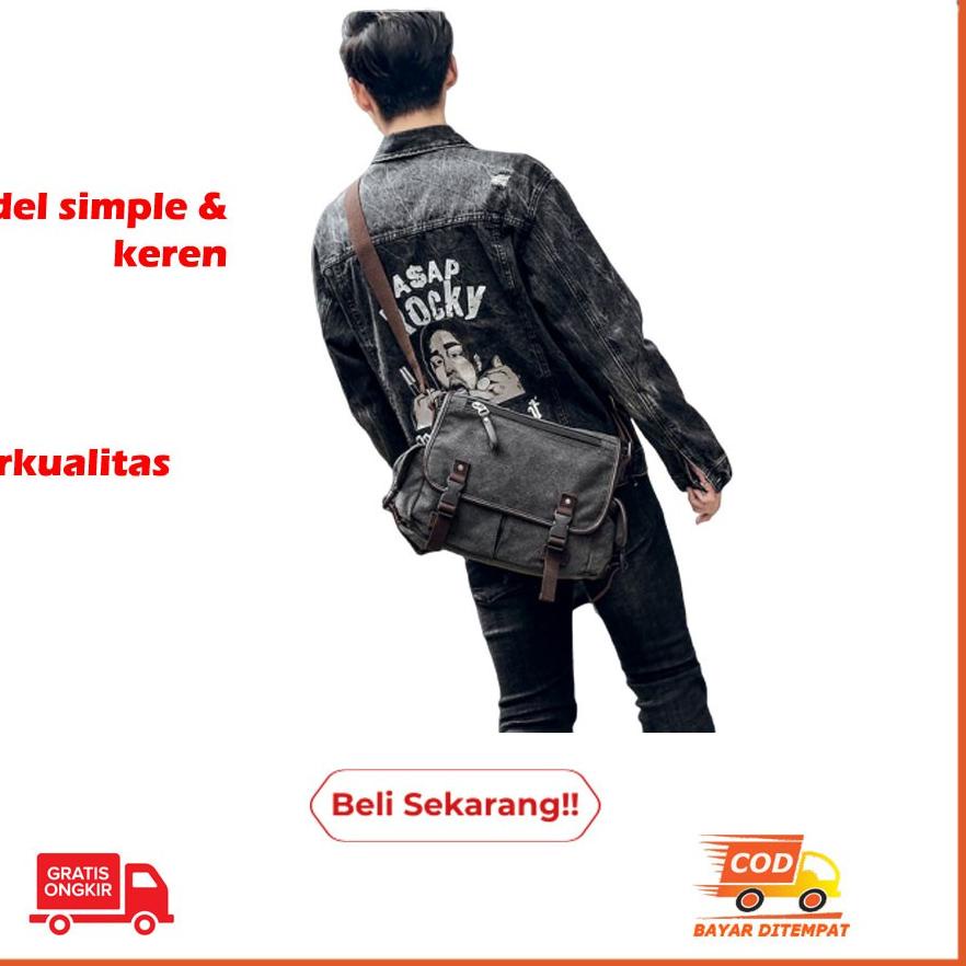 EXCLUSIVETas Selempang Pria Kanvas Handbag Tas Bahu Wastbag Simpel Terbaru E0C5J3J7D6 Tahan Air Maha