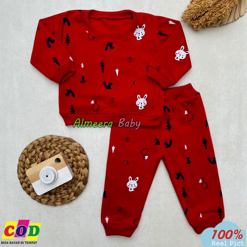 Setelan Baju Bayi Setelan Sweater Bayi Celana Jogger Bayi Usia 3-12 Bulan Almeera Baby and Kids