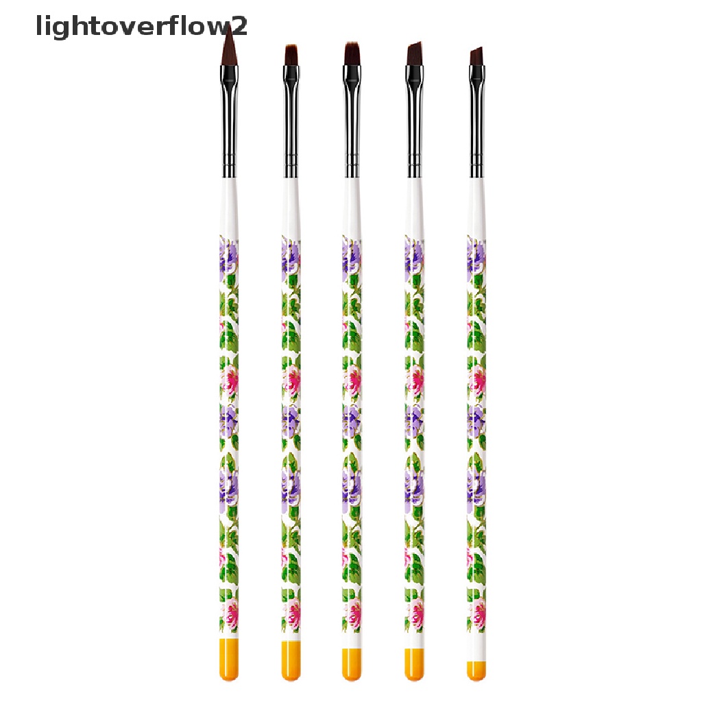 (lightoverflow2) 5pcs / Set Kuas Lukis Cat Air Bahan Nilon Untuk Nail Art DIY