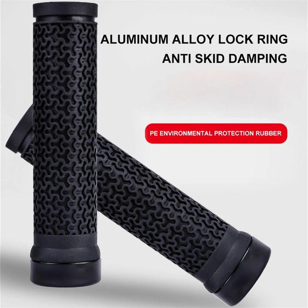 R-FLOWER 1pasang Pegangan Sepeda Bar Grip Tekstur Shock-Proof MTB Olahraga Luar Ruangan Penguncian Satu Sisi