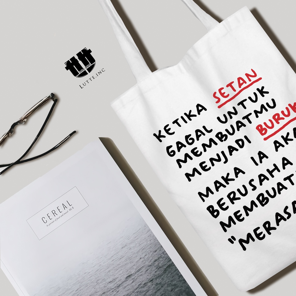 TERBARU Totebag Kanvas Premium Lutte.Inc Tote bag Kata Kata