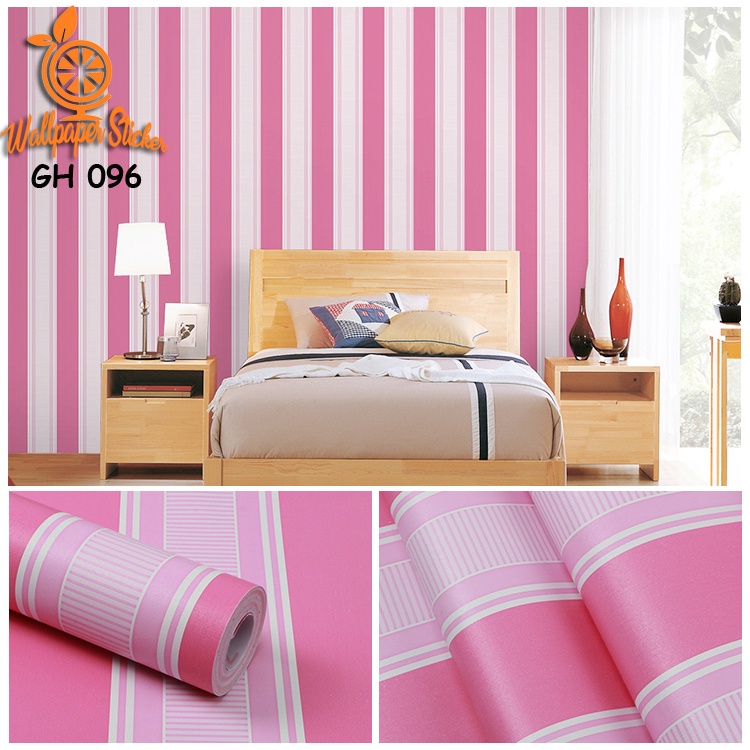 WALLPAPER 45cm X 5m WALLPAPER TERLARIS SALUR PINK