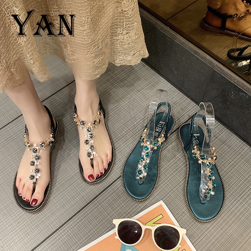 YAN Sandal Pantai Tali Wanita Sendal Jepit Wanita Karet Casual Sandal Wanita