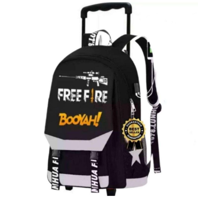 Tas ransel troli anak canvas karakter gaming free fire - tas anak