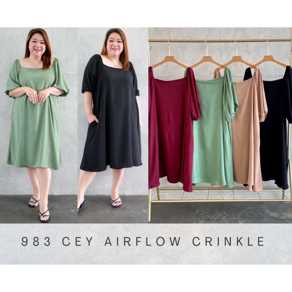 Jual Jumbo Julie Dress Bigsize Material Cey Airflow Crinkle Fit To