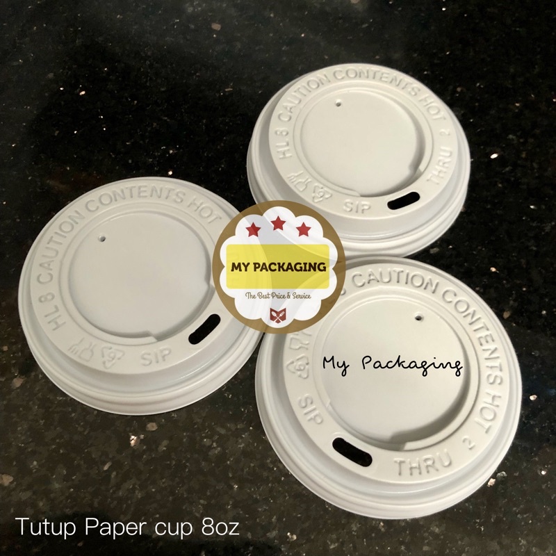 Tutup Paper Cup 8oz - Putih/Hitam 8 oz isi 50pcs/pack