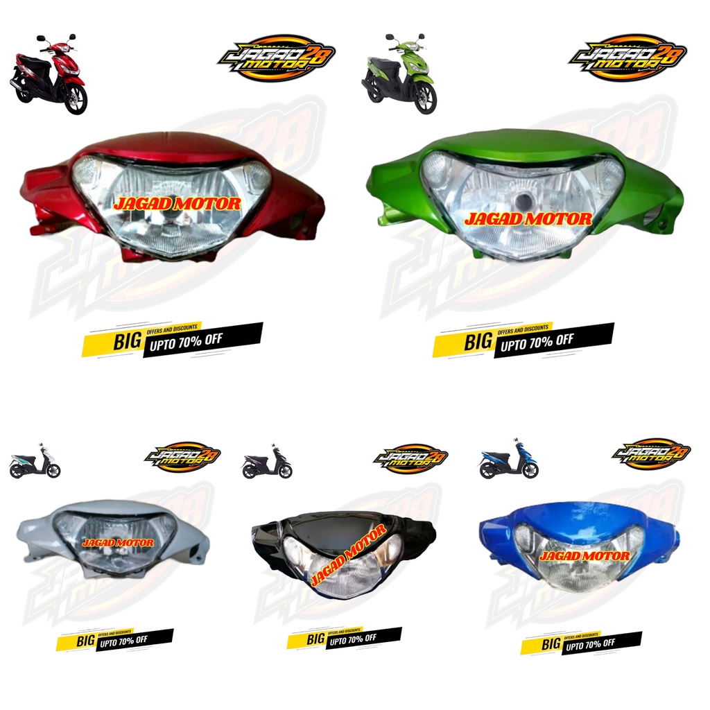 Batok Depan Dan Reflektor Lampu Depan Yamaha Mio Smile Hitam Putih Merah Biru Hijau / Batok Kepala Depan Set Lampu Depan Yamaha Mio Smile Hitam Hijau / Batok Depan Mio Smile Merah Set Lampu Depan / Batok Depan Mio Smile Biru Dan Lampu Reflektor Depan