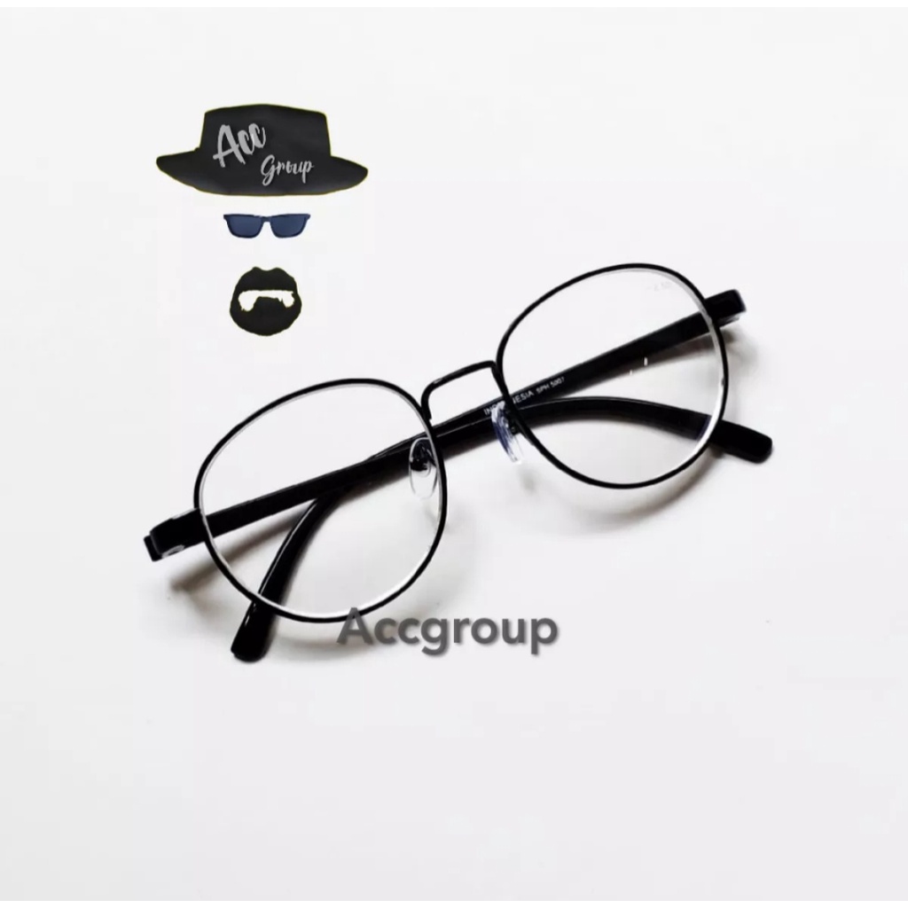 Kacamata Minus / Jarak Jauh Unisex gaya Oval Design Korea Frame Metal sunglass keren murah Fashion Wanita Pria Viral - Spring Style