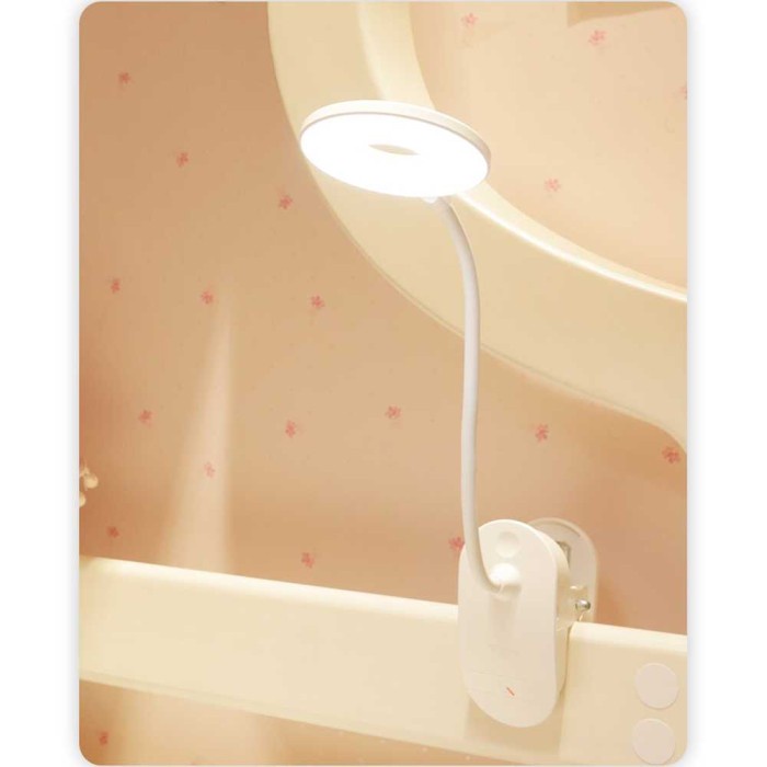 PROMO Lampu Meja Lampu Belajar Jepit Lampu Baca LED Portable - Putih