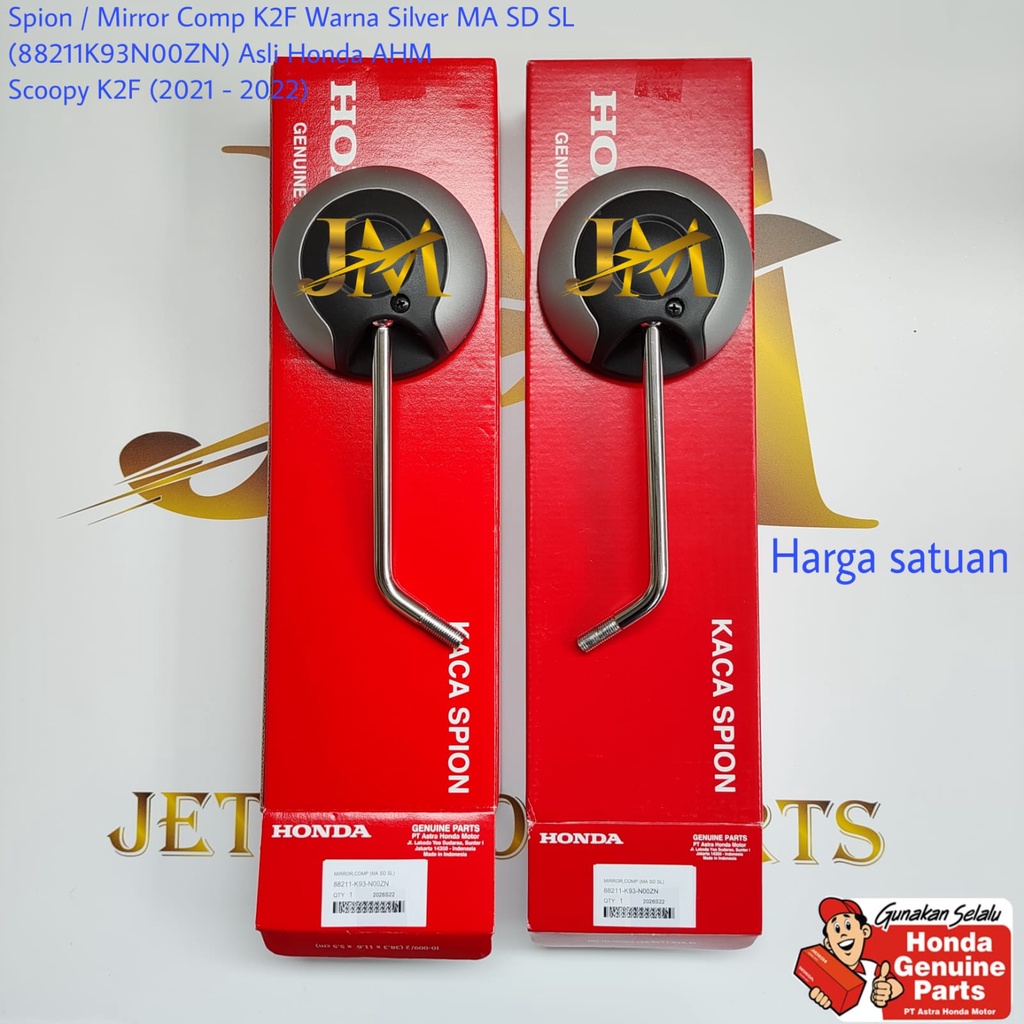 Kaca Spion Mirror Comp  Scoopy  K2F 2021 - 2022 Prestige White Silver Asli atau Ori Honda AHM 88211K