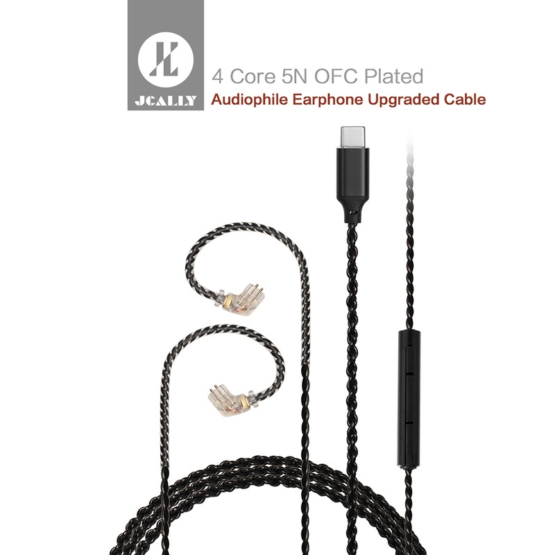 JCALLY LT4 Lightning Upgrade Cable 4 strands 5N oxygen-free copper OFC Kabel Lightning Kabel Lightning to Jack Audio 3.5mm Ligthning wire for iOS TRN MT1 KZ EDX ZST ZSN PRO CCA CRA AZ09 QKZ AK6 Pro TRN MT1