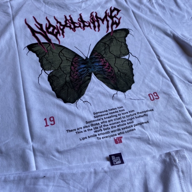 T-SHIRT KAOS DISTRO TERBARU ORIGINAL NEXT TIME BUTTERFLY | COTTON PUTIH - Kupu kupu