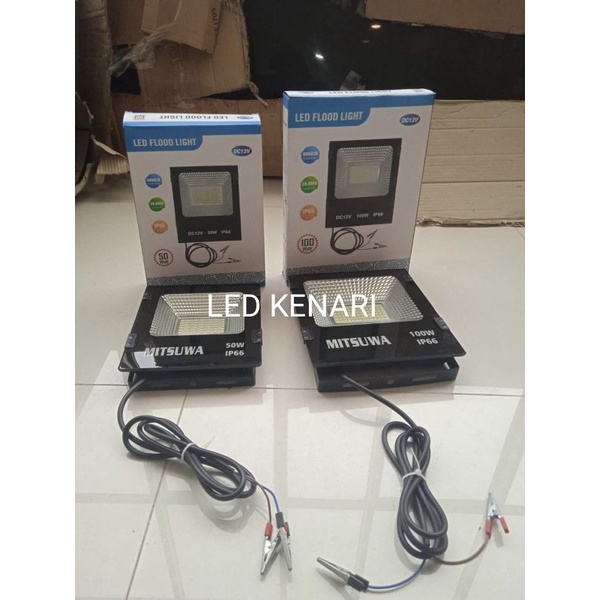 lampu tembak sorot led 50W 100W 12V 12 Volt + Kabel jepit aki