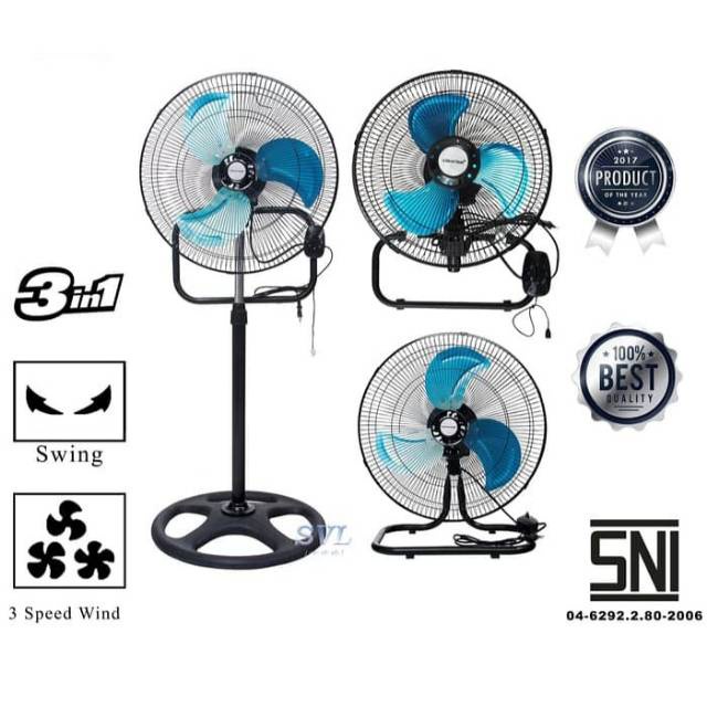 KIPAS ANGIN BESI JUMBO 18” 3IN1 / TORNADO FAN / STAND FAN / DESK FAN / KIPAS BERDIRI / KIPAS DINDING